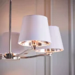 Nickel Ceiling Light With White Fabric