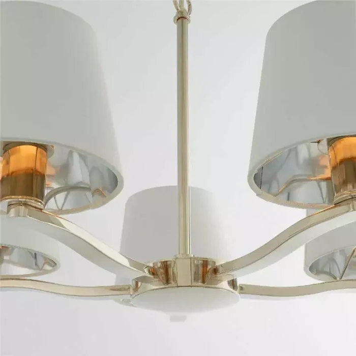 Nickel Pendant Light With White Fabric Shades