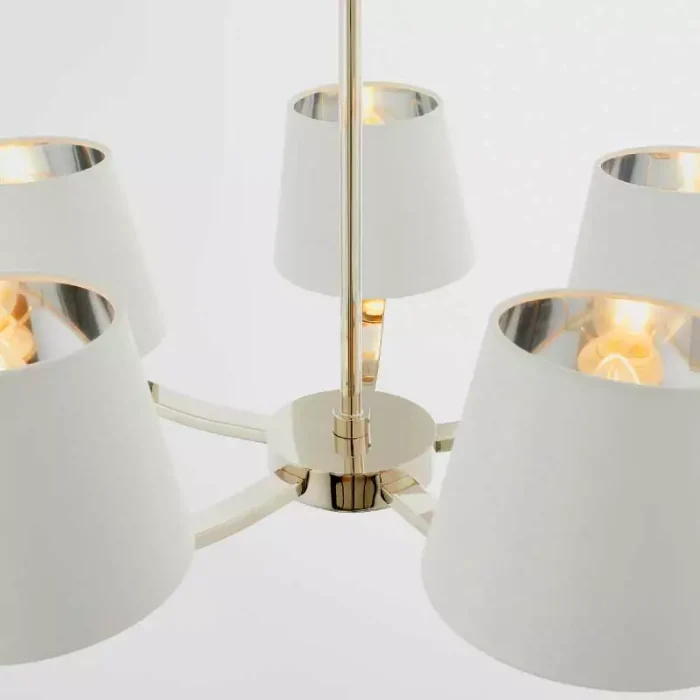 Nickel Ceiling Light With White Fabric