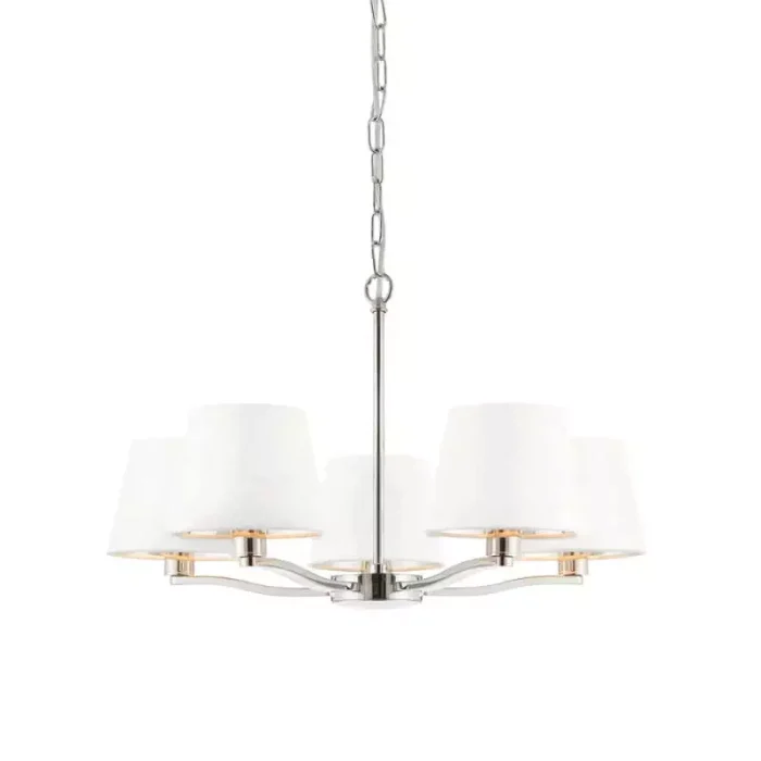 Nickel Ceiling Light With White Fabric