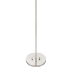 Floor lamp in bright nickel finish with vintage white faux silk shade