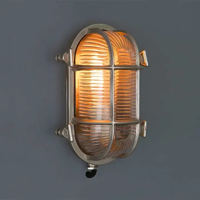 Nickel Oval Outdoor Wall Light