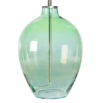 Olive Glass With Cream Shade Table Lamp