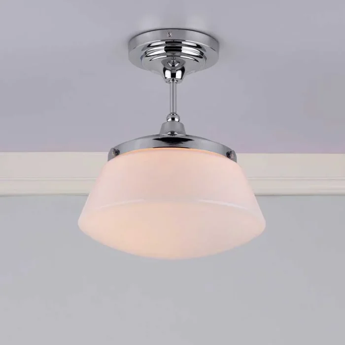 Opal Glass Semi Flush Bathroom Ceiling Light