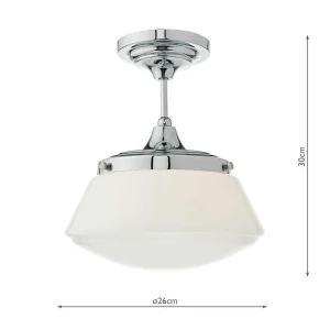 Opal Glass Semi Flush Bathroom Ceiling Light