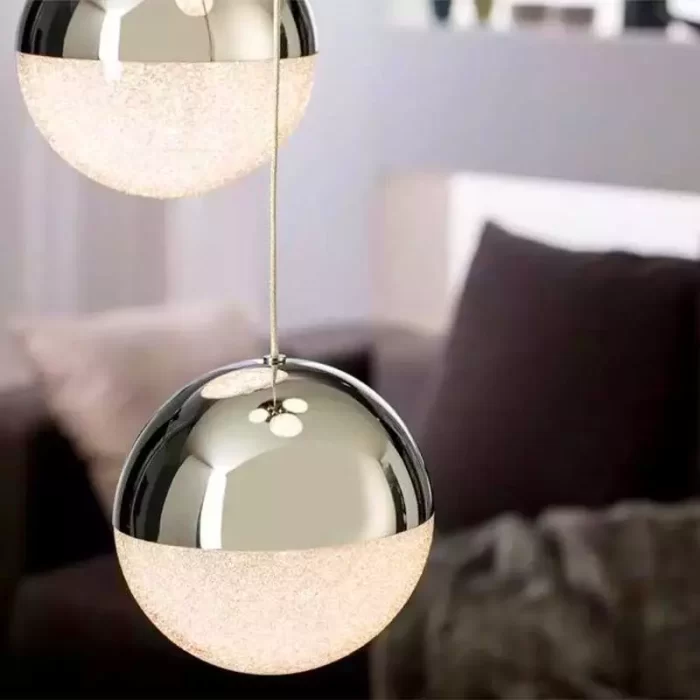 Orb pendant light in chrome finish