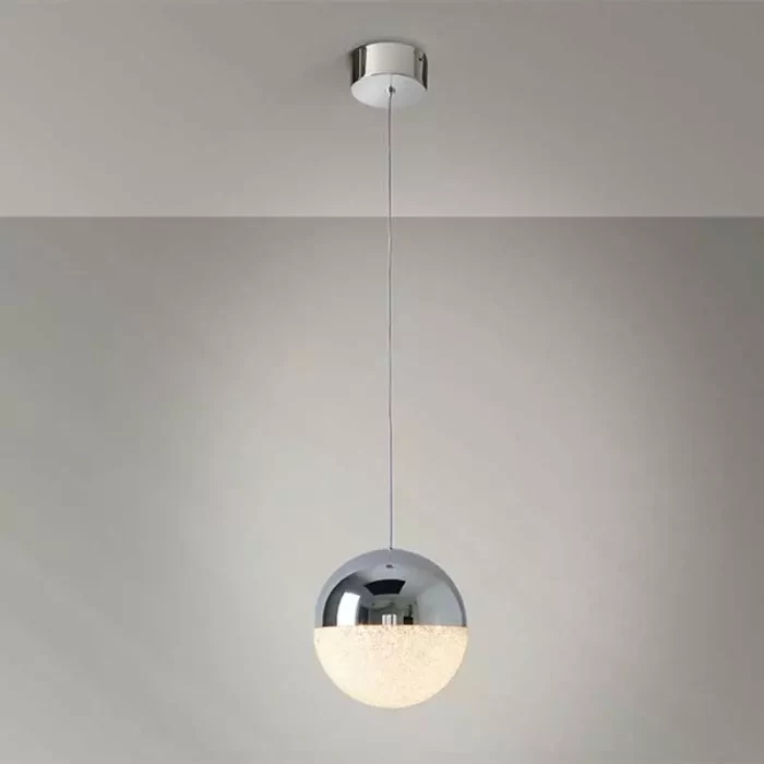 Orb pendant light in chrome finish