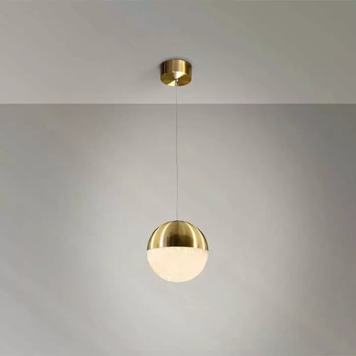 Orb pendant light in satin brass finish