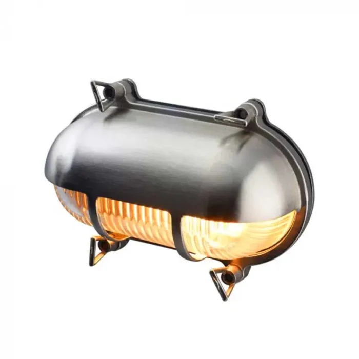 Oval Eyelid Nickel Outdoor Wall Light