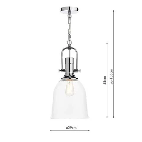 Polished Chrome Clear Glass Pendant Light