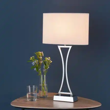 Polished Chrome Cream Shade Table Lamp