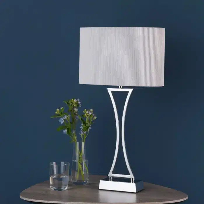 Polished Chrome Cream Shade Table Lamp