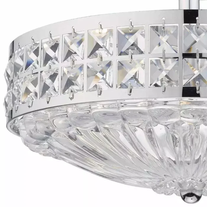 Polished Chrome Crystal Beads Pendant Light