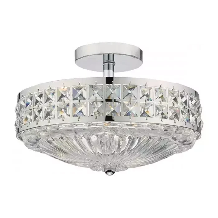 Polished Chrome Crystal Beads Pendant Light