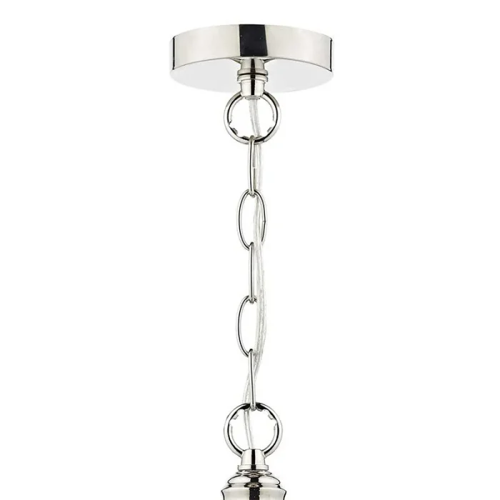 Polished Nickel Lantern Glass Pendant Light Adjustable Chain