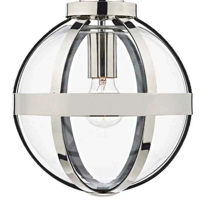 Polished Nickel Lantern Glass Pendant Light