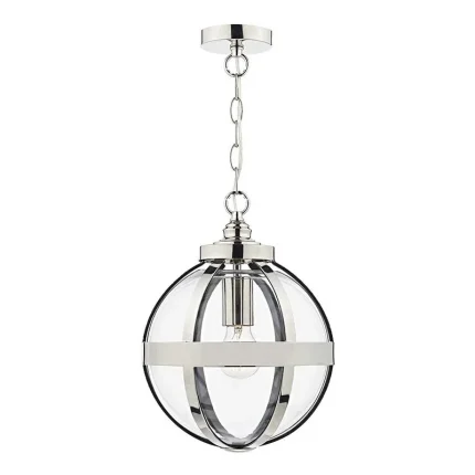 Polished Nickel Lantern Glass Pendant Light