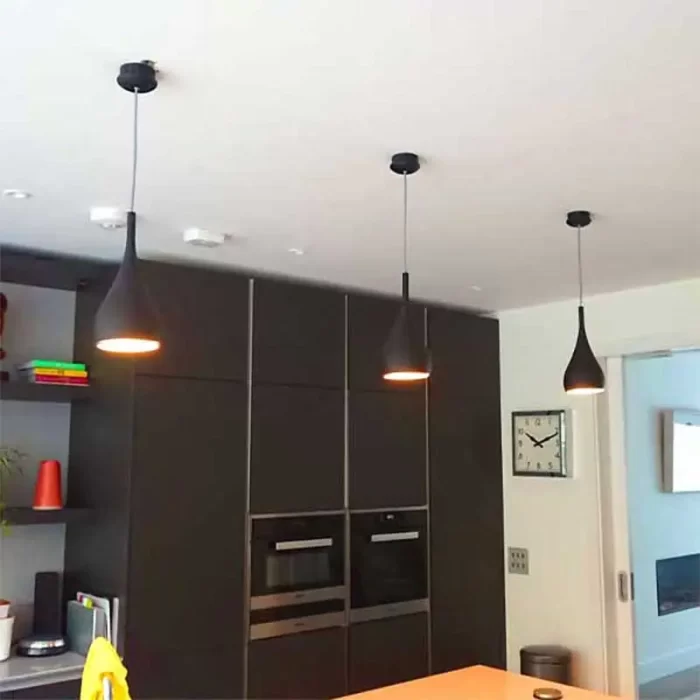 Hanging light in retro style and matt black finish