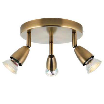 Round Antique Brass Spotlight Ceiling Lamp