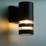 Round Outdoor Wall Light in Black