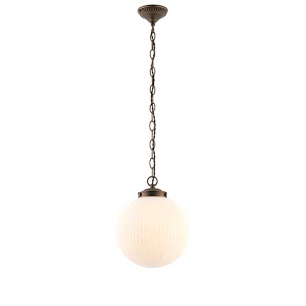 small opal ribbed glass pendant light