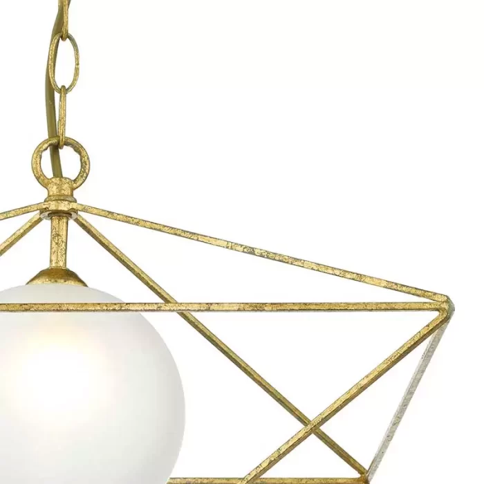 Satin Brass Ceiling Light With Opal Glass