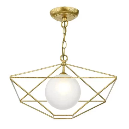 Satin Brass Ceiling Light With Opal Glass