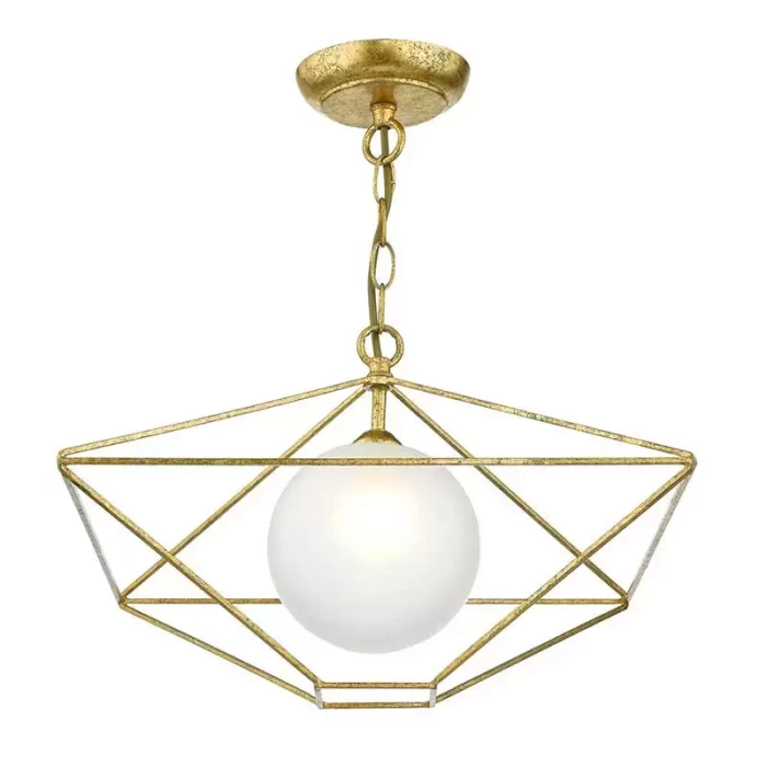 Satin Brass Ceiling Light With Opal Glass