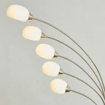 LED floor lamp in satin nickel finish feature a multi arm design