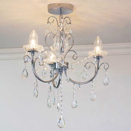 Semi Flush Crystal Bathroom Chandelier Light