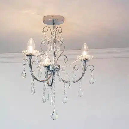 Semi Flush Crystal Bathroom Chandelier Light