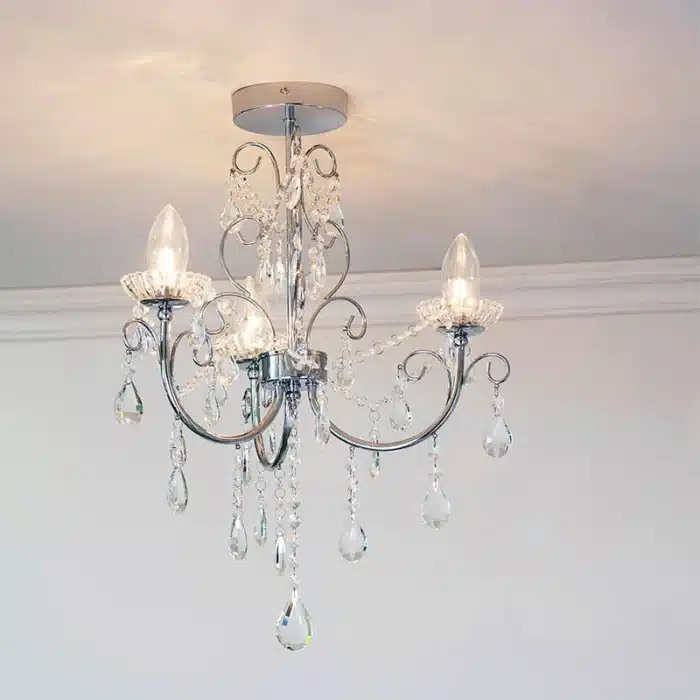 Semi Flush Crystal Bathroom Chandelier Light