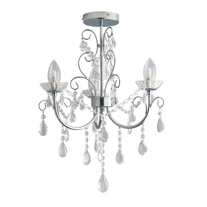 Semi Flush Crystal Bathroom Chandelier Light