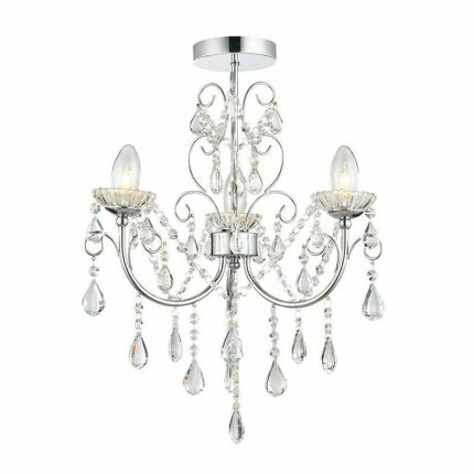 Semi Flush Crystal Bathroom Chandelier Light