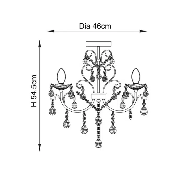 Semi Flush Crystal Bathroom Chandelier Light