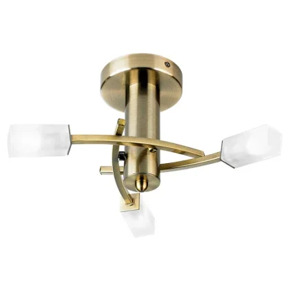 Semi Flush Ceiling Light in Antique Brass