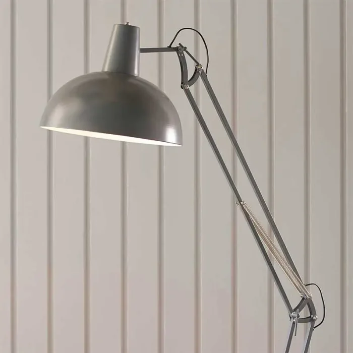 Floor lamp in slate grey & satin white finish