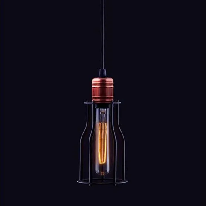 Small Black Cage Pendant Light