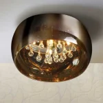 Smoked Glass Large Flush Ceiling Light