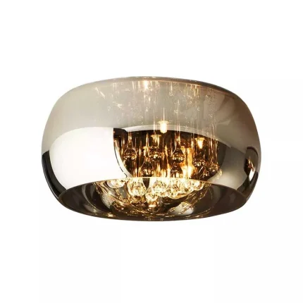 Smoked Glass Large Flush Ceiling Light