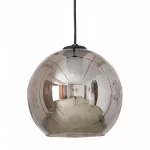 Hanging light in silver colour with smoked glass shade