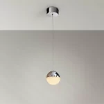 Spherical globe pendant light in chrome