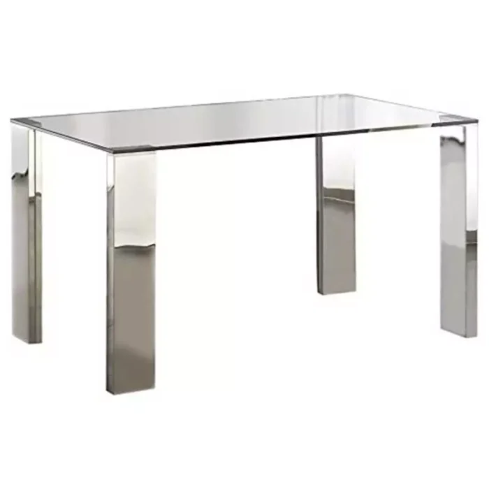 Tempered Glass Stainless Steel Dining Table