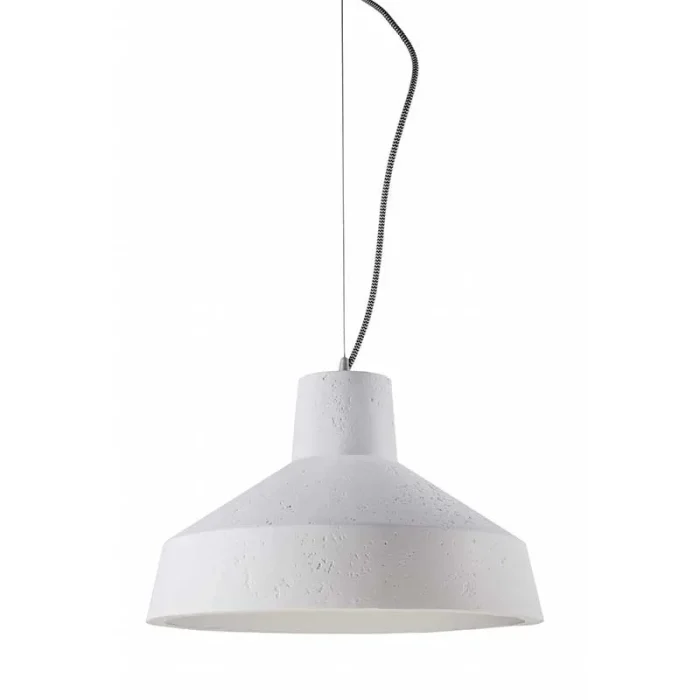 Pendant light in white, made from gypsum material