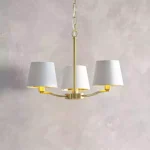 White Fabric Shade Brushed Gold Pendant Light