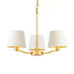 White Fabric Shade Brushed Gold Pendant Light