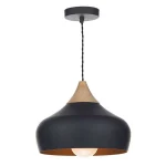 Wooden Cap Pendant Light Matt Black