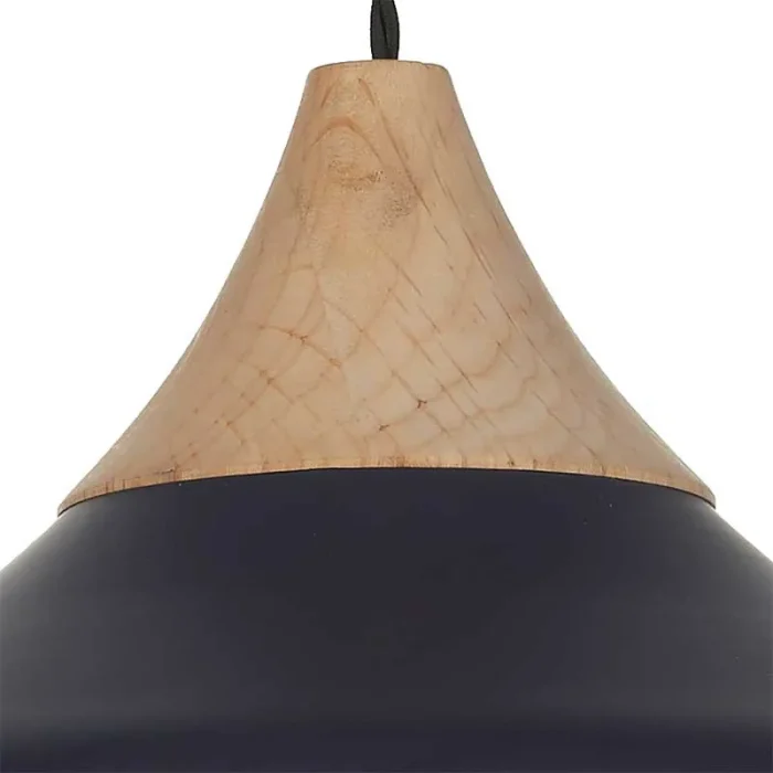 Wooden Cap Pendant Light Matt Black