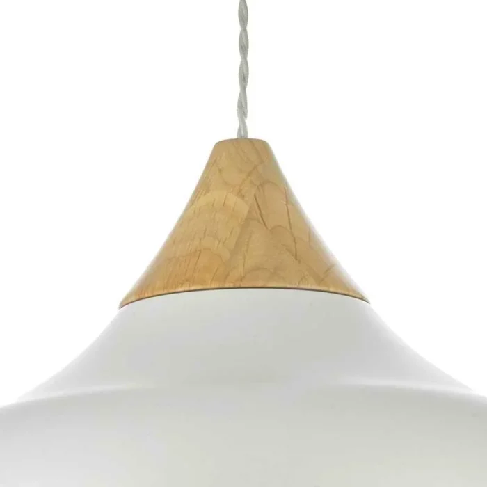 Wooden Cap White Pendant Light