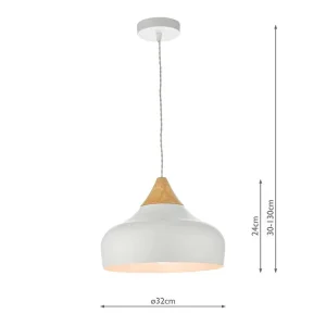 Wooden Cap White Pendant Light